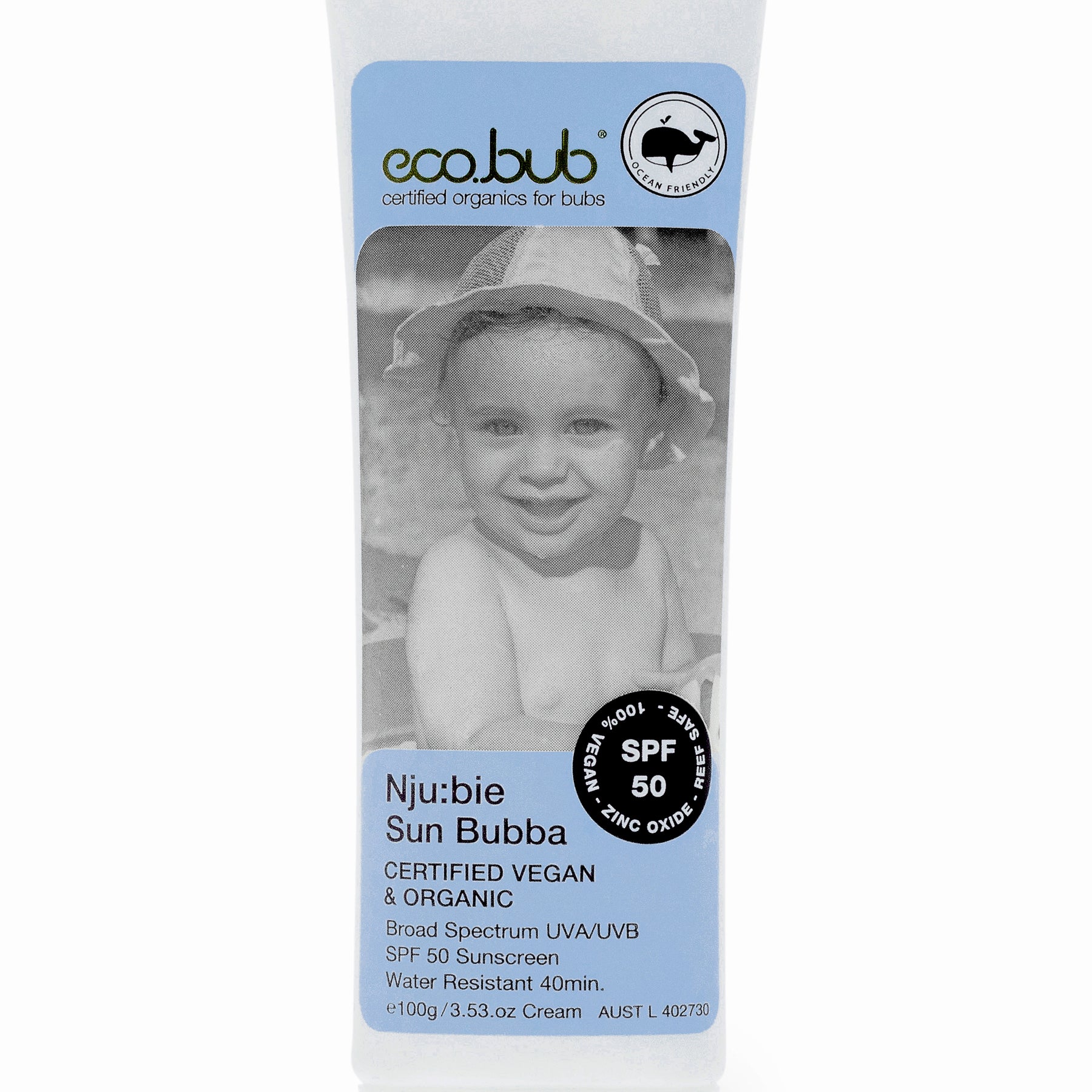 Eco.bub Nju:bie Sun Bubba Certified Vegan & Organic Sunscreen SPF50